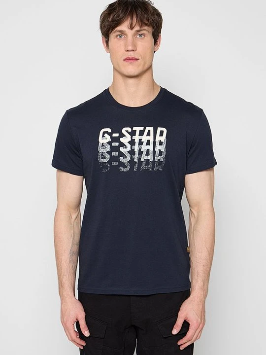 Zdjęcie produktu T-shirt z nadrukiem G-Star ciemnoniebieski