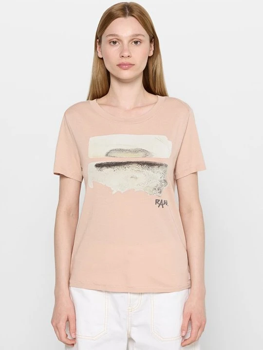 Zdjęcie produktu T-shirt z nadrukiem G-Star morelowy