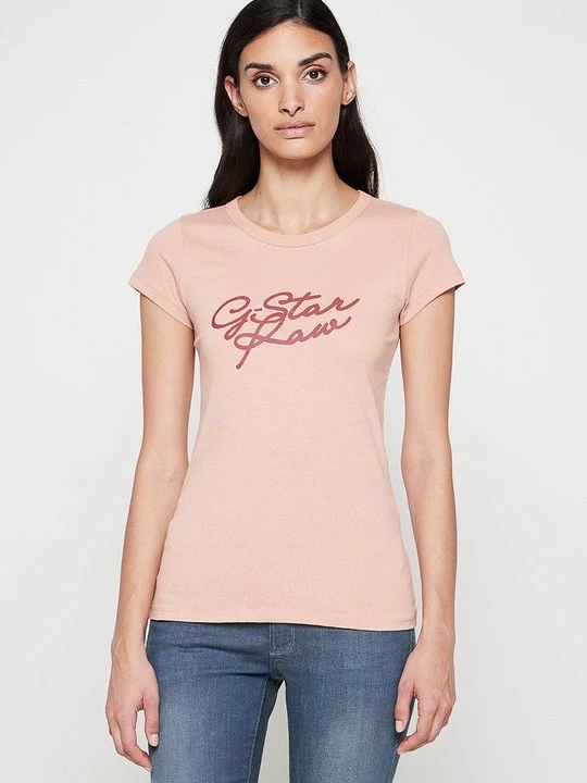 Zdjęcie produktu T-shirt z nadrukiem G-Star morelowy