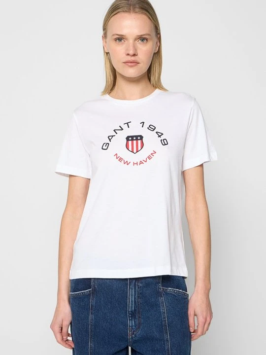 Zdjęcie produktu T-shirt z nadrukiem Gant biały