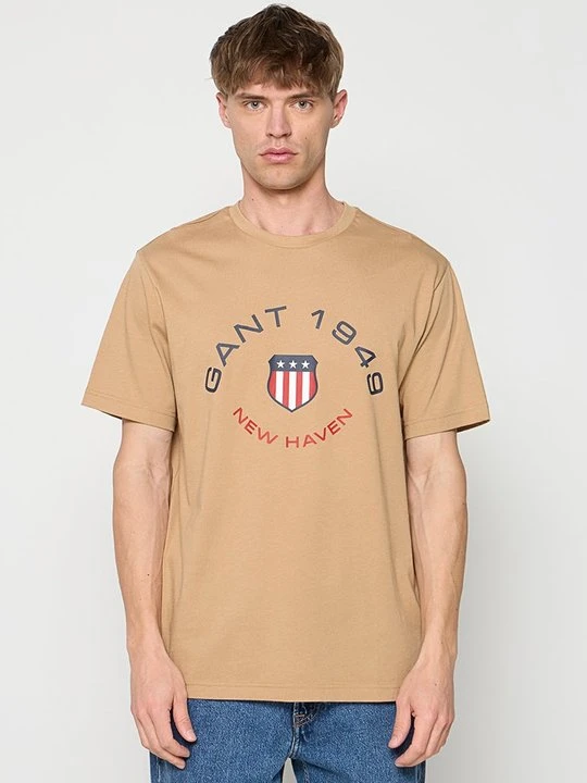 Zdjęcie produktu T-shirt z nadrukiem Gant beżowy