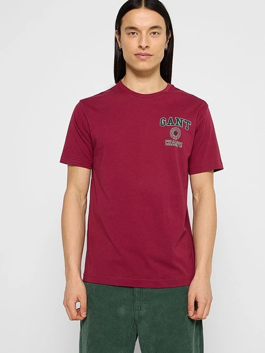 Zdjęcie produktu T-shirt z nadrukiem Gant ciemnoczerwony