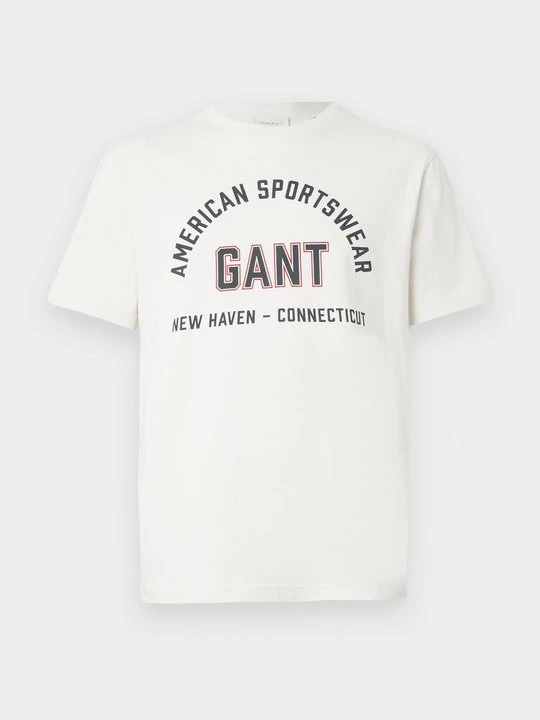 Zdjęcie produktu T-shirt z nadrukiem Gant mleczny
