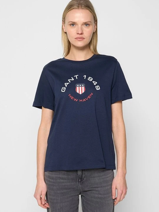Zdjęcie produktu T-shirt z nadrukiem Gant błękit królewski