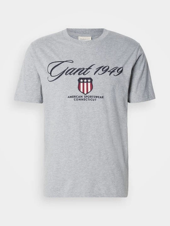 Zdjęcie produktu T-shirt z nadrukiem Gant szary melanż