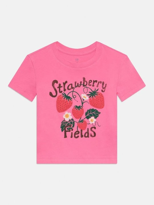 Zdjęcie produktu T-shirt z nadrukiem GAP różowy neon
