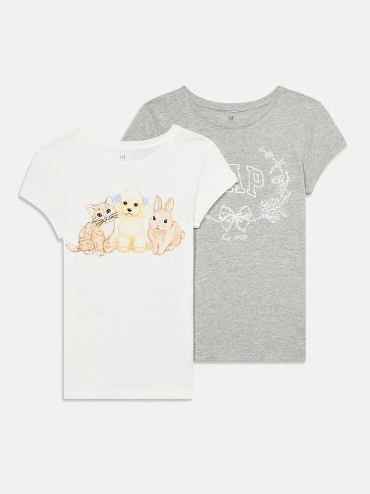 Zdjęcie produktu T-shirt z nadrukiem GAP szary melanż