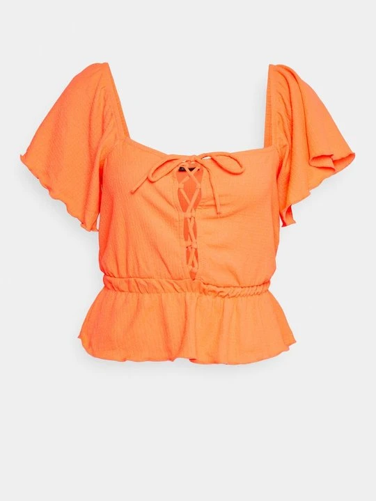Zdjęcie produktu T-shirt z nadrukiem Gina Tricot neonowy pomarańcz