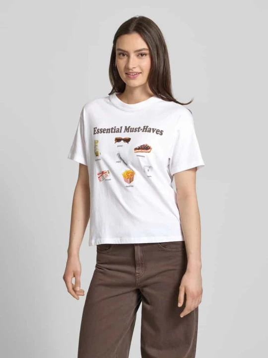 Zdjęcie produktu T-shirt z nadrukiem graficznym model 'COLLAGE' JJXX Biały