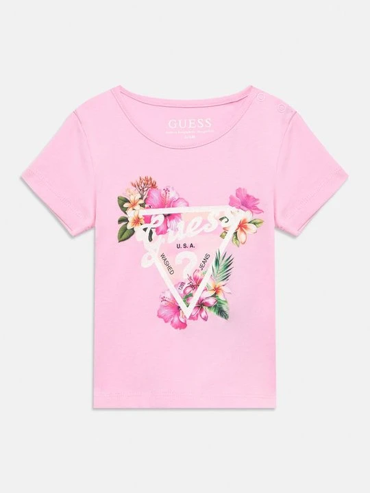 Zdjęcie produktu T-shirt z nadrukiem Guess jasnoróżowy