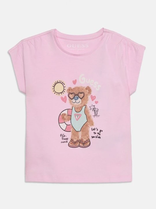 Zdjęcie produktu T-shirt z nadrukiem Guess jasnoróżowy