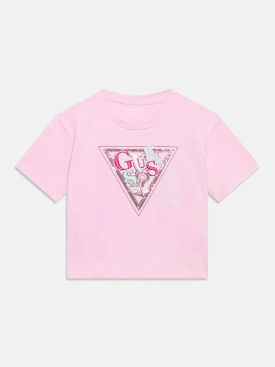 Zdjęcie produktu T-shirt z nadrukiem Guess jasnoróżowy