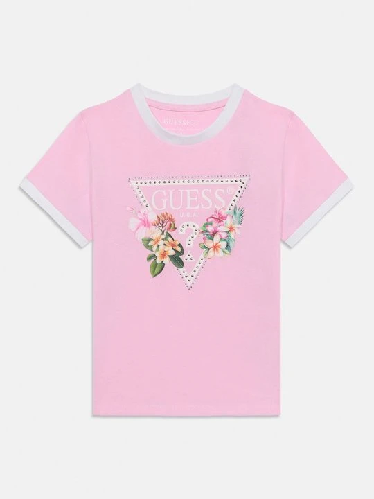 Zdjęcie produktu T-shirt z nadrukiem Guess jasnoróżowy