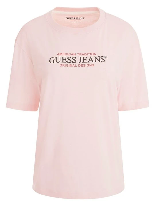 Zdjęcie produktu T-shirt z nadrukiem Guess jasnoróżowy