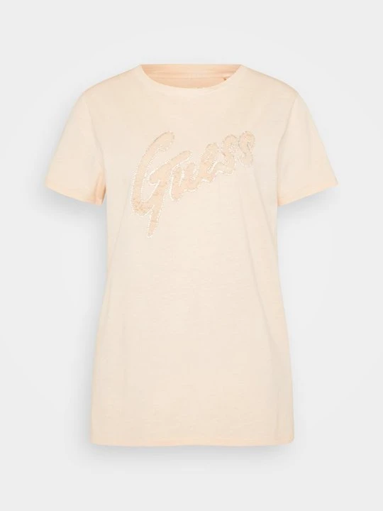 Zdjęcie produktu T-shirt z nadrukiem Guess morelowy