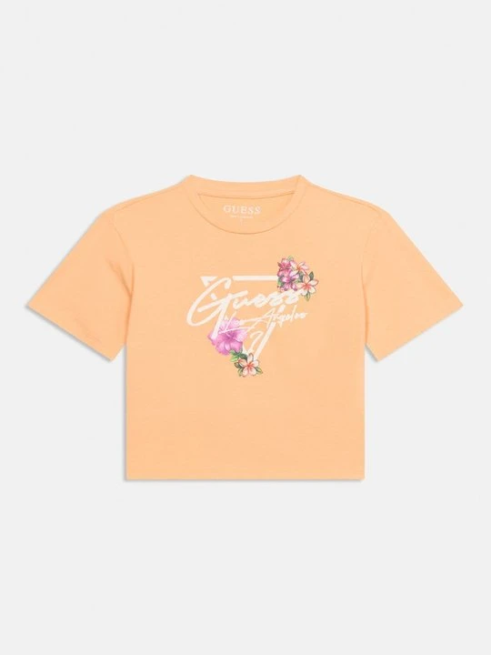 Zdjęcie produktu T-shirt z nadrukiem Guess pomarańczowy