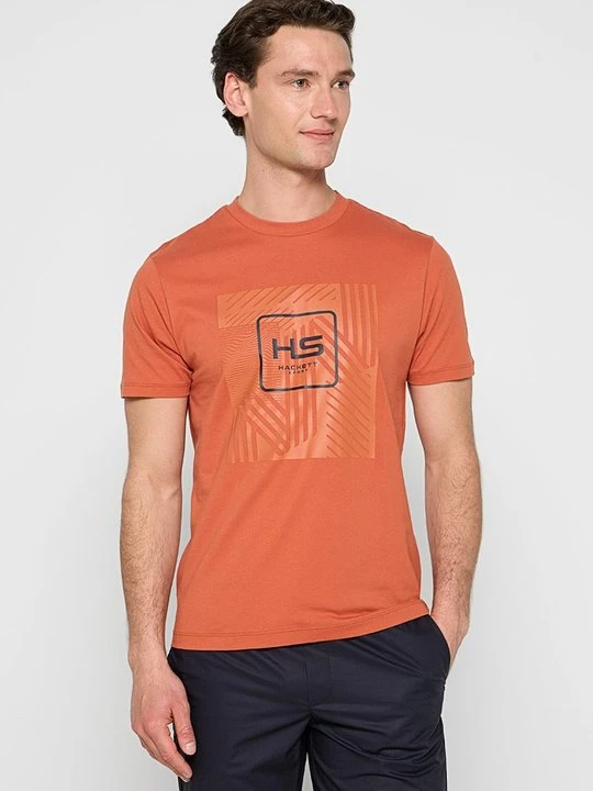 Zdjęcie produktu T-shirt z nadrukiem Hackett London pomarańczowy