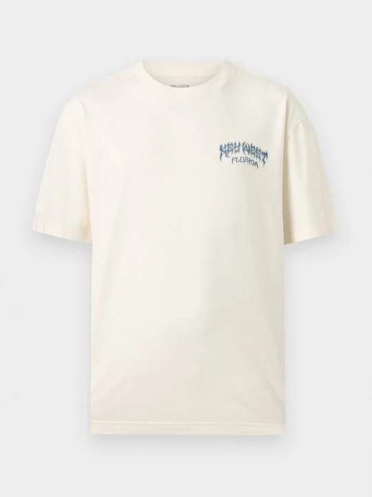 Zdjęcie produktu T-shirt z nadrukiem Hollister Co. mleczny