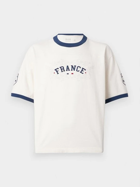Zdjęcie produktu T-shirt z nadrukiem Hollister Co. mleczny