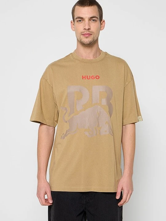 Zdjęcie produktu T-shirt z nadrukiem Hugo beżowy