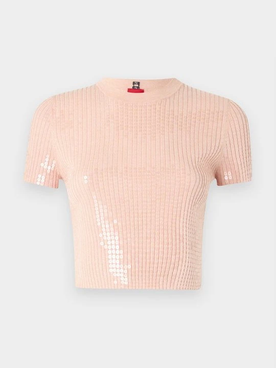 Zdjęcie produktu T-shirt z nadrukiem Hugo czerwony metalik
