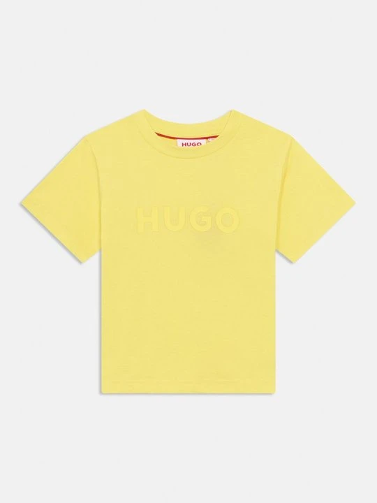 Zdjęcie produktu T-shirt z nadrukiem Hugo jasnożółty
