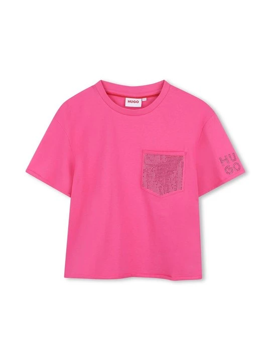 Zdjęcie produktu T-shirt z nadrukiem Hugo różowy