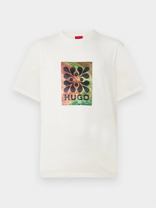 Zdjęcie produktu T-shirt z nadrukiem Hugo mleczny