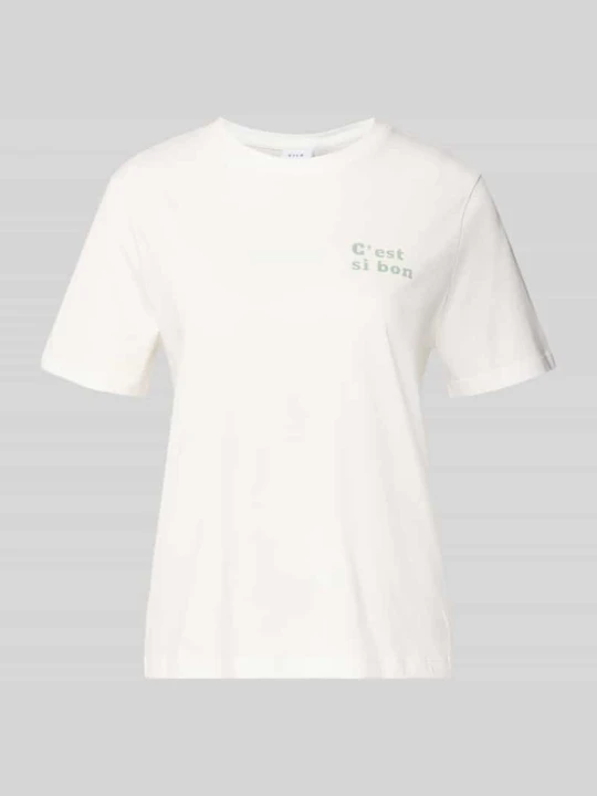 Zdjęcie produktu t-shirt z nadrukiem i okrągły dekolt model 'SYBILLA' Vila Biały