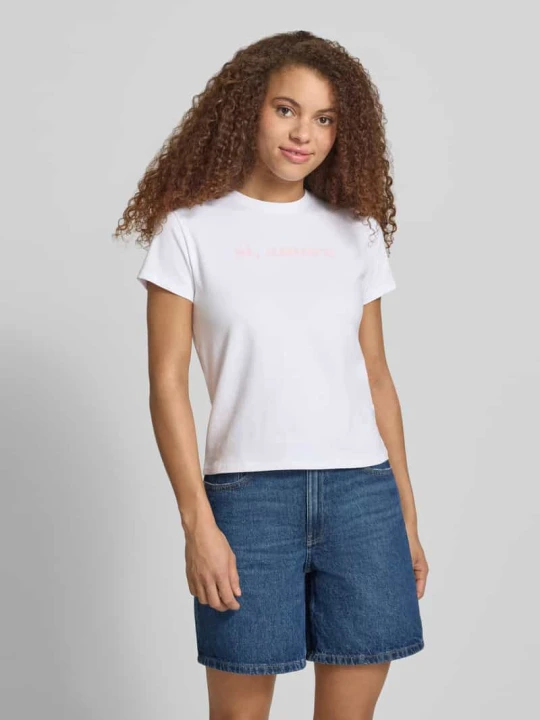 Zdjęcie produktu T-shirt z nadrukiem i okrągłym dekoltem REVIEW Biały