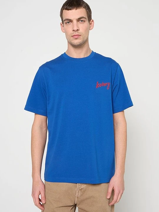 Zdjęcie produktu T-shirt z nadrukiem Iceberg błękit królewski