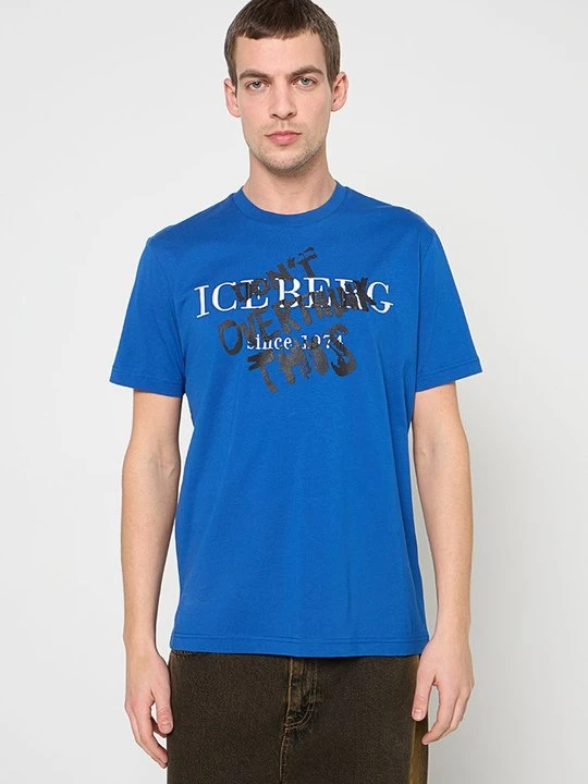 Zdjęcie produktu T-shirt z nadrukiem Iceberg błękit królewski