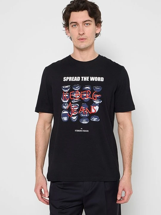Zdjęcie produktu T-shirt z nadrukiem Iceberg czarny