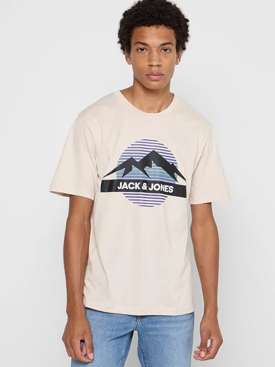 Zdjęcie produktu T-shirt z nadrukiem Jack&Jones beżowy