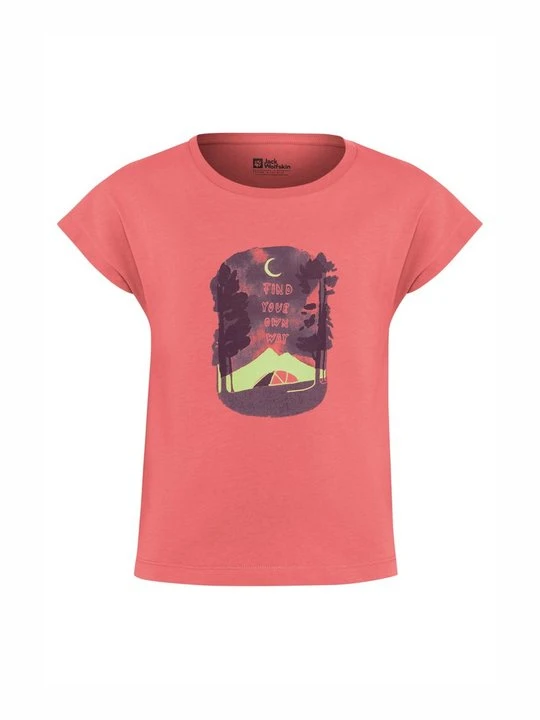 Zdjęcie produktu T-shirt z nadrukiem Jack Wolfskin koralowy