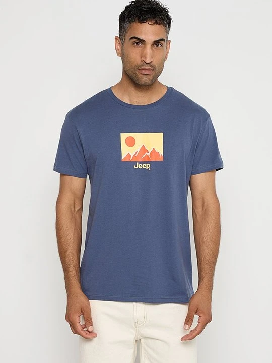 Zdjęcie produktu T-shirt z nadrukiem Jeep niebieski