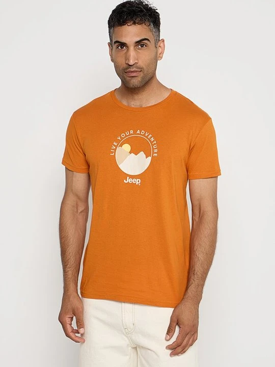 Zdjęcie produktu T-shirt z nadrukiem Jeep pomarańczowy