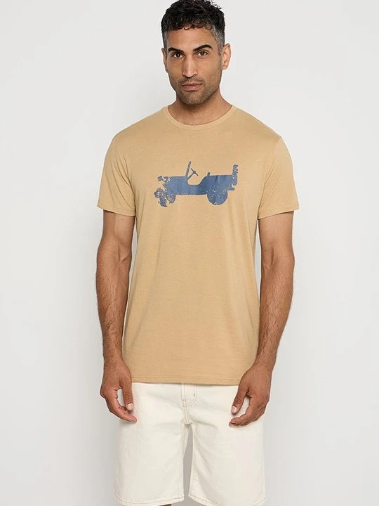 Zdjęcie produktu T-shirt z nadrukiem Jeep brązowy