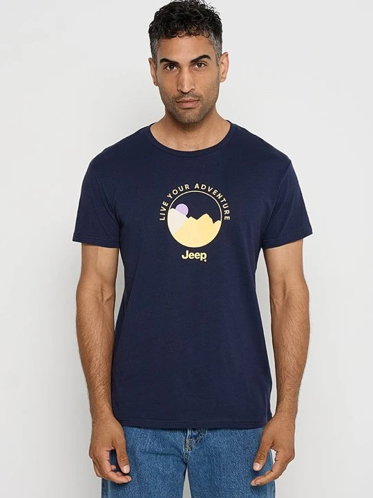 Zdjęcie produktu T-shirt z nadrukiem Jeep niebieski