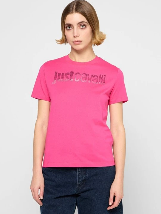 Zdjęcie produktu T-shirt z nadrukiem Just Cavalli różowy