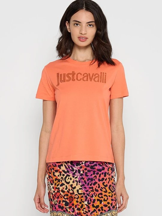 Zdjęcie produktu T-shirt z nadrukiem Just Cavalli morelowy