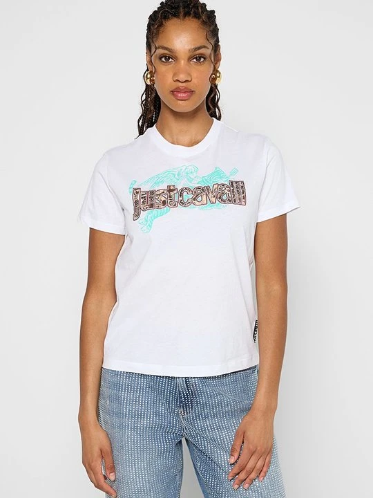 Zdjęcie produktu T-shirt z nadrukiem Just Cavalli biały