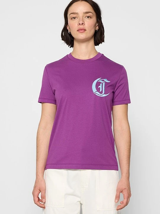 Zdjęcie produktu T-shirt z nadrukiem Just Cavalli fioletowy