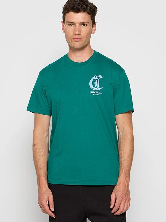 Zdjęcie produktu T-shirt z nadrukiem Just Cavalli zielony