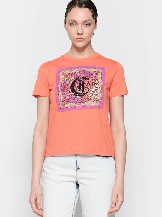 Zdjęcie produktu T-shirt z nadrukiem Just Cavalli łososiowy