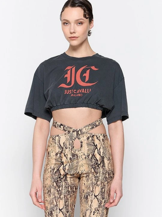Zdjęcie produktu T-shirt z nadrukiem Just Cavalli ciemnoszary
