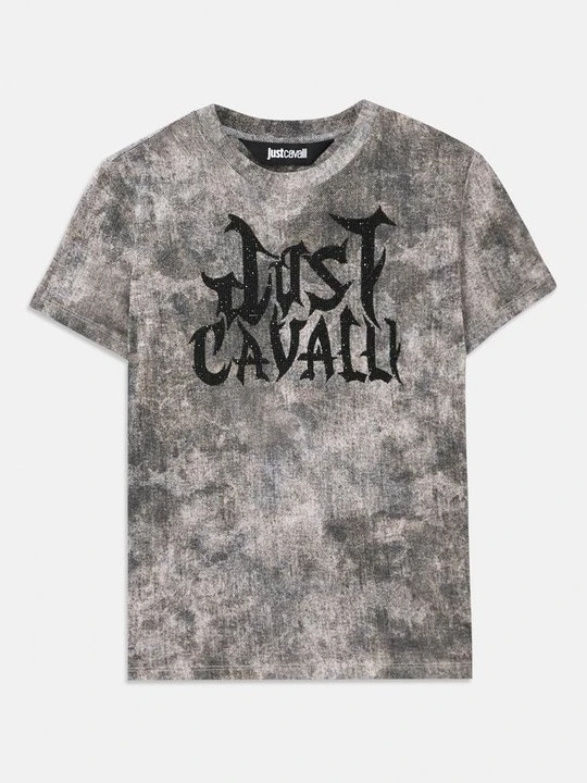 Zdjęcie produktu T-shirt z nadrukiem Just Cavalli fioletowy