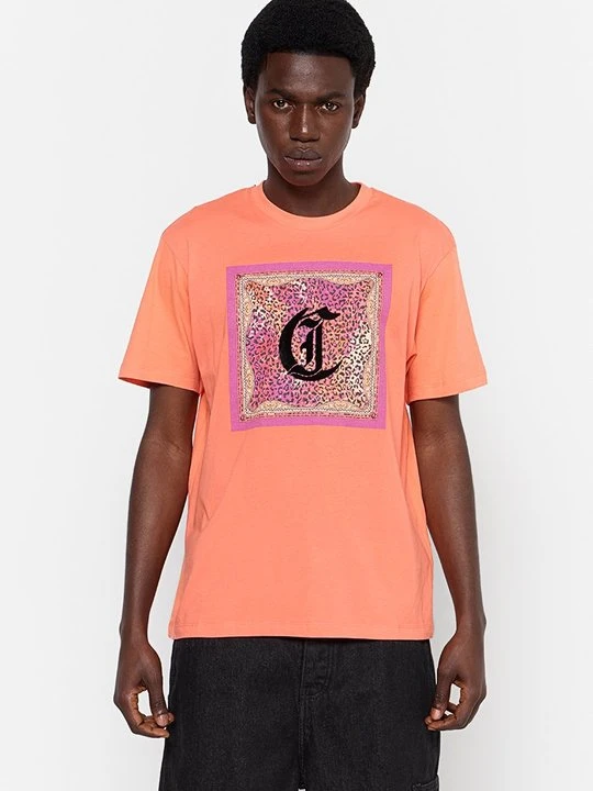 Zdjęcie produktu T-shirt z nadrukiem Just Cavalli pomarańczowy