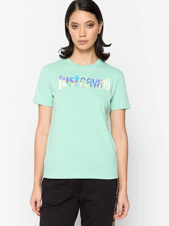 Zdjęcie produktu T-shirt z nadrukiem Just Cavalli miętowy