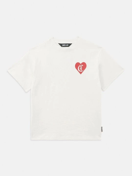 Zdjęcie produktu T-shirt z nadrukiem Just Cavalli mleczny